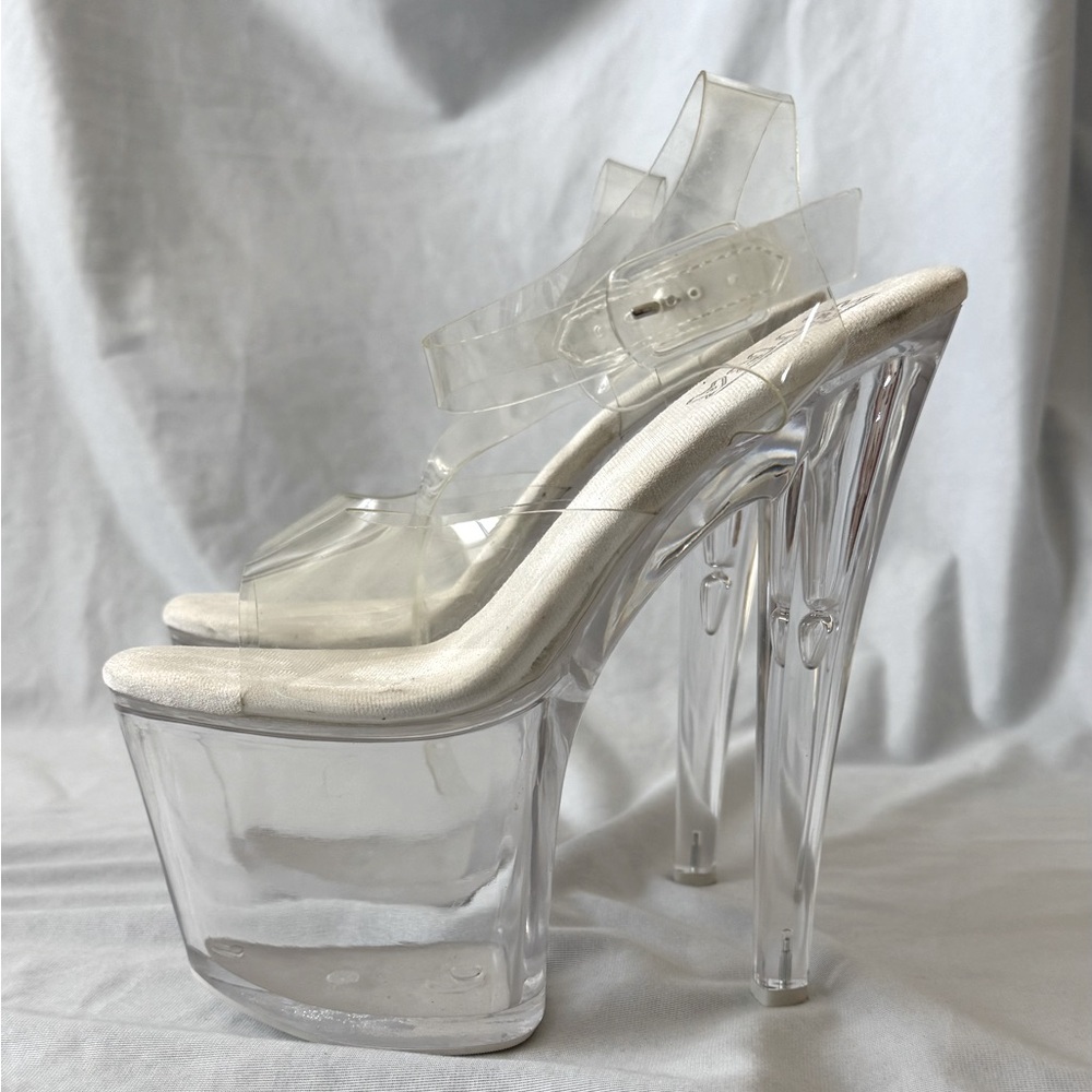Stripper Retirment Sale. YRU Transparent Platform Heels